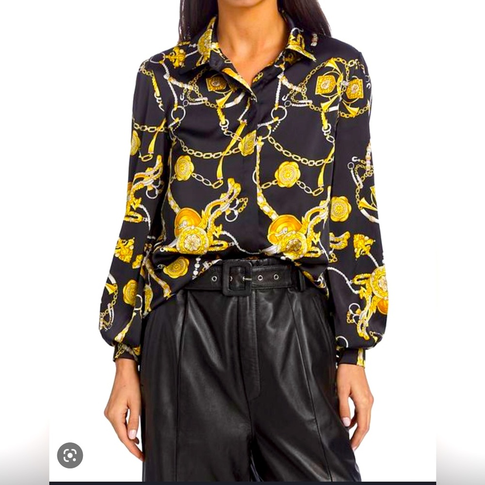 NWT Generation Love Aurelie Blouse in black and gold, Size M